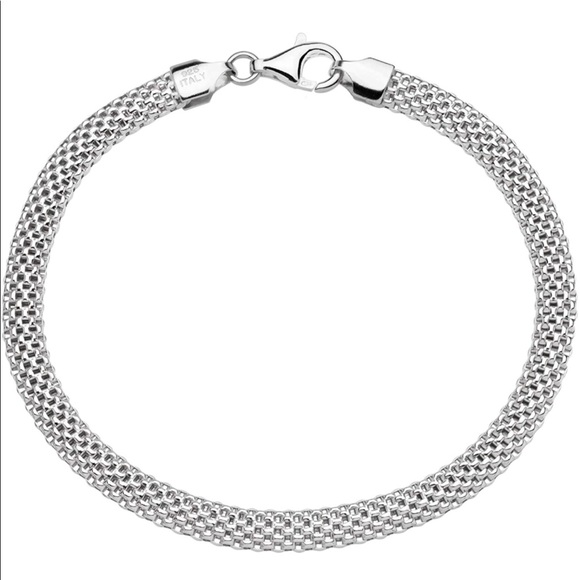 925 Sterling Silver Italian 5mm Mesh Link Bracelet - Picture 3 of 5